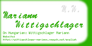 mariann wittigschlager business card